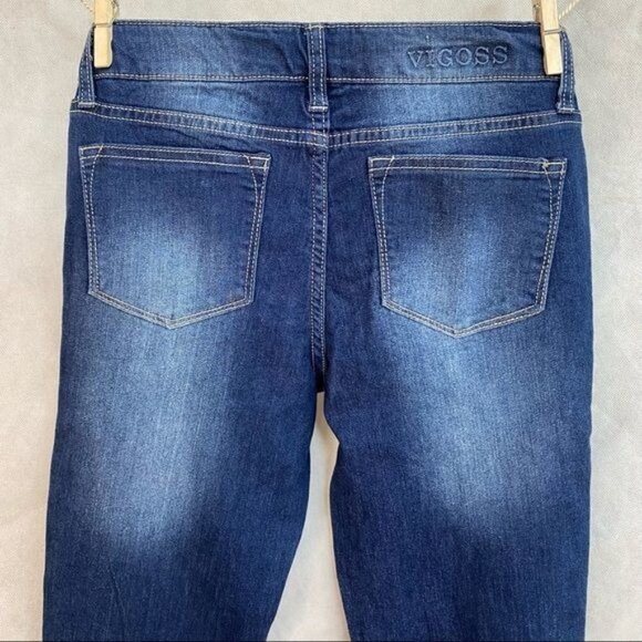 Vigoss The Jagger Stretch Demin Rhinestone Dark Blue Jeans Girls Size 14 - Picture 9 of 12